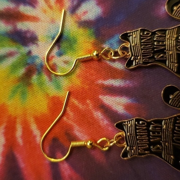 BLACK Cat Music Note Earrings - Picture 3 of 6